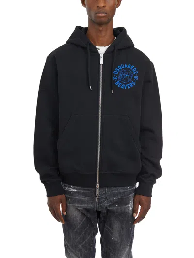 Dsquared2 Sweatshirt With Hoodie And Zip In Black