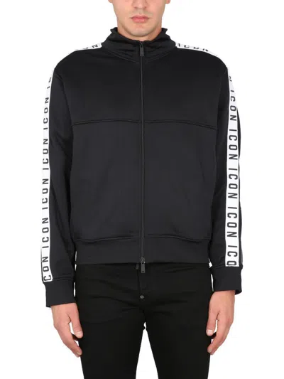 Dsquared2 Dean Full-zip Nylon Sweatshirt In Black