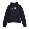 Dsquared2 Sweatshirt With Icon Relax Fit Hooded Cotton Shorts In Black In Black