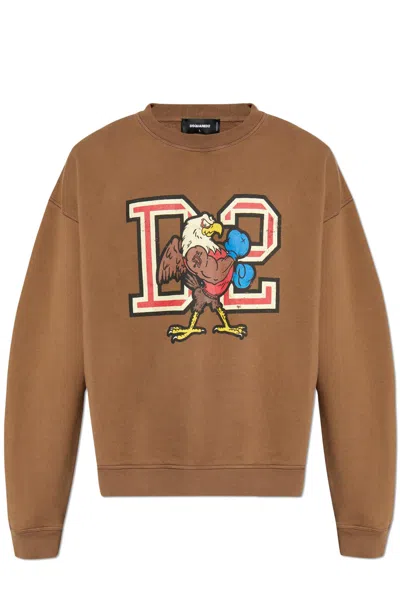 Dsquared2 Sweatshirt With Print In Brown