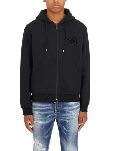 Dsquared2 Men's Maple Leaf Cool Fit Zip Through Hoodie In Black
