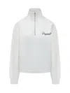 Dsquared2 White Logo Mock Collar Sweatshirt In White