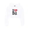 Dsquared2 Vaquera Gimy Dean Cropped Jersey Hoodie In White