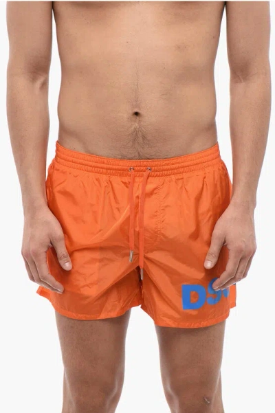 Dsquared2 Swim Boxer With Contrasting Logo In Orange