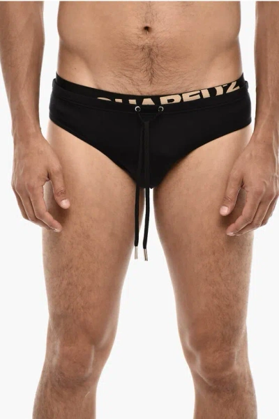 Dsquared2 Swim Briefs With Logoed Waist Band In Black