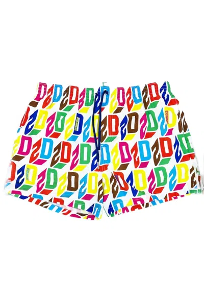 Dsquared2 Swimsuit D2 Boxer Midi In Bianco