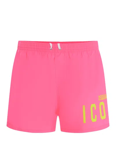Dsquared2 Swimsuit  Icon In Nylon In Rosa Fluo