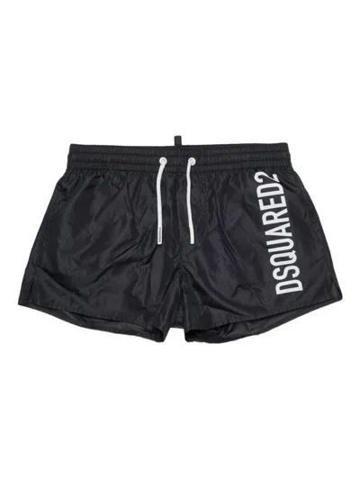 Dsquared2 Kids' Swimsuit With Logo And Inner Mesh In Black
