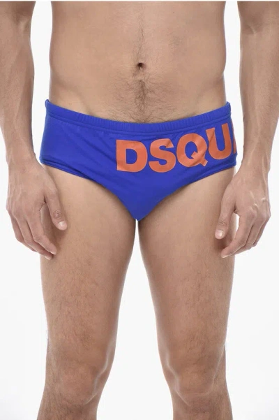 Dsquared2 Swimwear With Maxi Logo Print In Blue