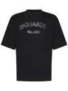 Dsquared2 Loose Fit Black Cotton T-shirt With Vintage Logo