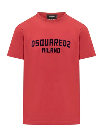 Dsquared2 Logo-print Cotton T-shirt In Red