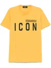 Dsquared2 Yellow Crewneck T-shirt With Maxi Logo Print On The Front