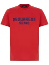 Dsquared2 Red Crewneck T-shirt With Logo Lettering On The Front