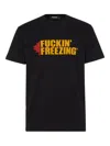 Dsquared2 Black Crewneck T-shirt With Print On The Front And Logo Lettering On The Rear