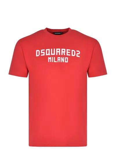 Dsquared2 Classic Cotton Round Neck Short Sleeve T-shirt In Red