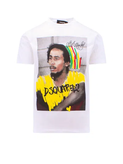 Dsquared2 Bob Marley棉质平纹针织t恤 In White