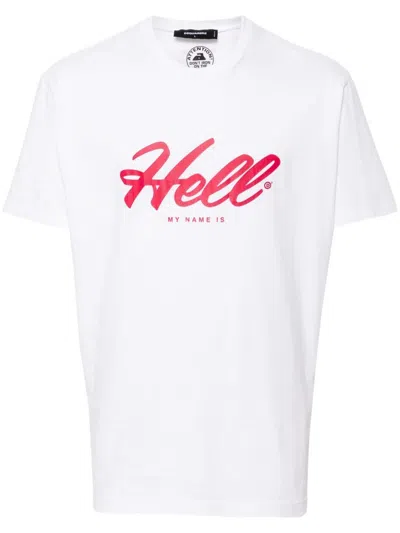 Dsquared2 Crew Neck Hell Cotton T-shirt In White
