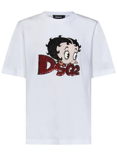 Dsquared2 T-shirt Betty Boop Easy Fit  In Bianco