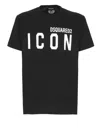 Dsquared2 Men Black Crewneck T-shirt With Maxi Logo Print On The Front In Cotton Man In Black