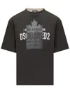 Dsquared2 Loose Fit Black T-shirt With Spray-dyed Finish And Bold Print In Black