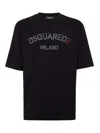 Dsquared2 Loose Fit Black Cotton T-shirt With Vintage Logo In Black