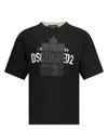 Dsquared2 Loose Fit Black T-shirt With Spray-dyed Finish And Bold Print In Black