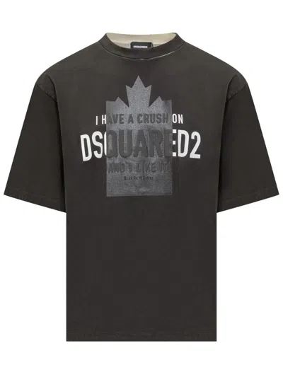 Dsquared2 Cotton T Shirt With Print In Black