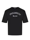 Dsquared2 Loose Fit Tee Logo Dsq2 Milano Sbiadito Effetto Texture Jersey Di Cotone T-shirt In Black