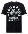 Dsquared2 Printed Japanese Cotton Jersey T-shirt In Black