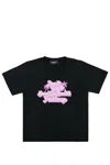 Dsquared2 Crewneck T-shirt With Glittered Print In Black