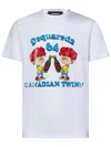 Dsquared2 T-shirt With Canadian Twins Print In Bianco