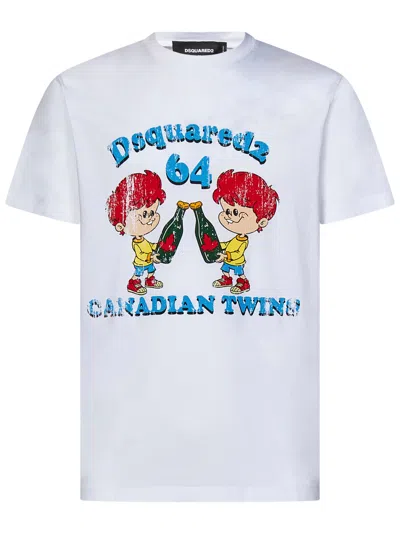 Dsquared2 T-shirt Canadian Twins Cool Fit  In Bianco