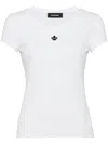 Dsquared2 Ribbed Crew Neck Cotton T-shirt In White