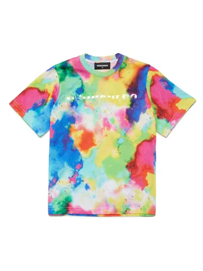 Dsquared2 Kids' T-shirt Con Fantasia Tie Dye In Multicolor