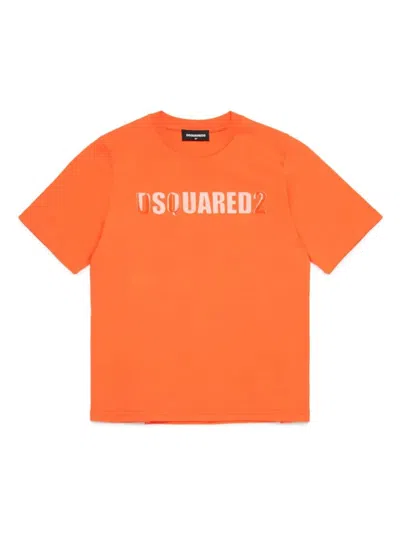 Dsquared2 Kids' T-shirt Con Logo In Orange