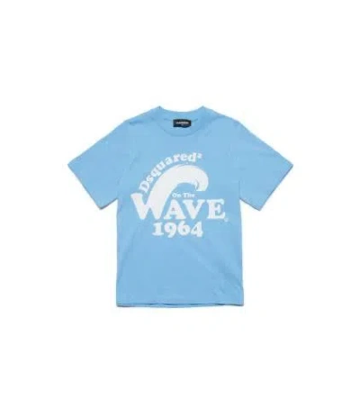 Dsquared2 Kids' T-shirt Con Stampa In Blue
