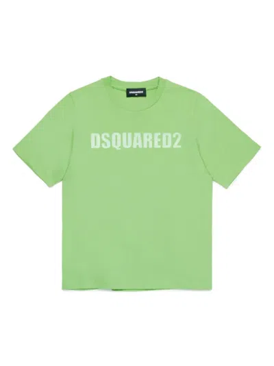 Dsquared2 Kids' T-shirt Con Stampa In Green