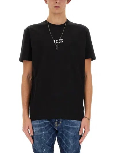 Dsquared2 T-shirt Con Stampa Logo In Black