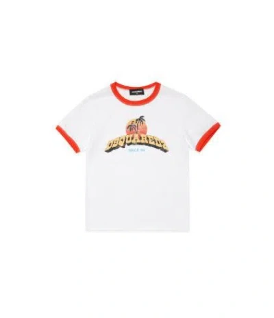 Dsquared2 Kids' T-shirt Con Stampa In White