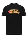 Dsquared2 Black Crewneck T-shirt With Print On The Front And Logo Lettering On The Rear In Cotton Man