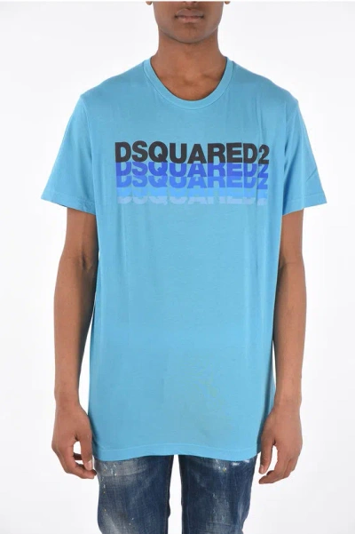 Dsquared2 T-shirt Cool Fit With Side Maxi Logo In Blue