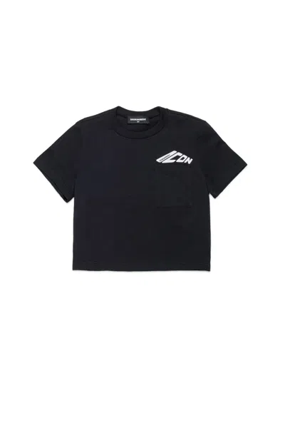 DSQUARED2 CROPPED JERSEY T-SHIRT WITH BREAST POCKET