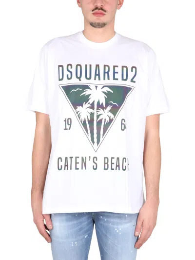 Dsquared2 T Shirt D2 Catens Beach In White