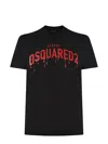 Dsquared2 Black Crewneck T-shirt With Contrasting Print At The Front In Black