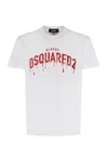 Dsquared2 Crew Neck Bloody Red T-shirt With Embossed Print In White