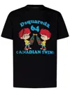 Dsquared2 Canadian Twins Printed Cotton T-shirt In Black