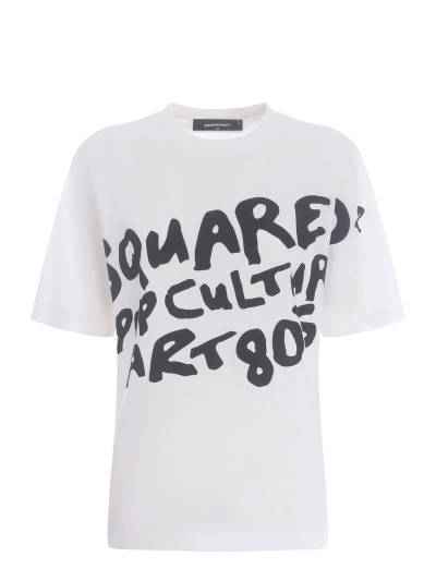 Dsquared2 T-shirt  D2 Pop 80s Made Of Cotton Jersey In Bianco