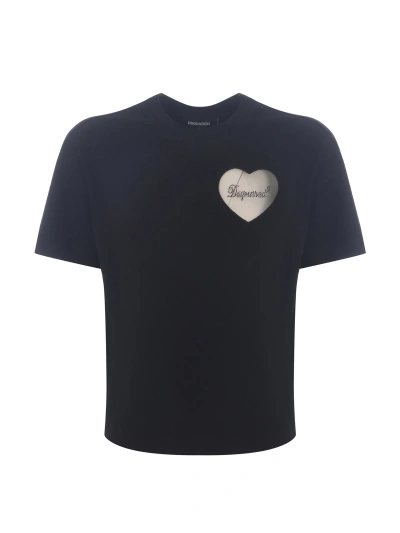 Dsquared2 T-shirt  Heart Made Of Cotton Jersey In Black
