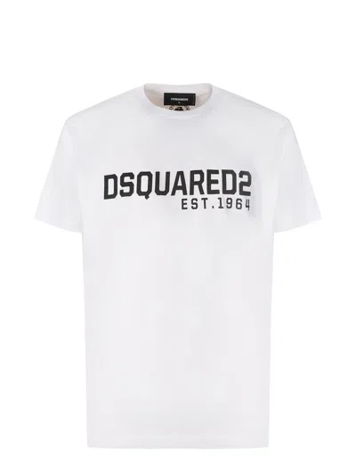 Dsquared2 White Crewneck T-shirt With Logo Lettering On The Front