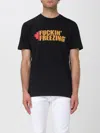 Dsquared2 Black Crewneck T-shirt With Print On The Front And Logo Lettering On The Rear In Cotton Man